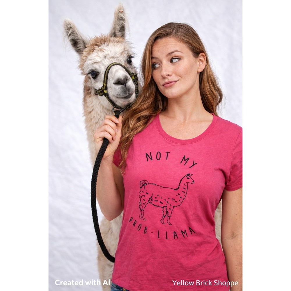 Not My Prob-Llama Tee‎ by Wound Up, Hot Pink XL